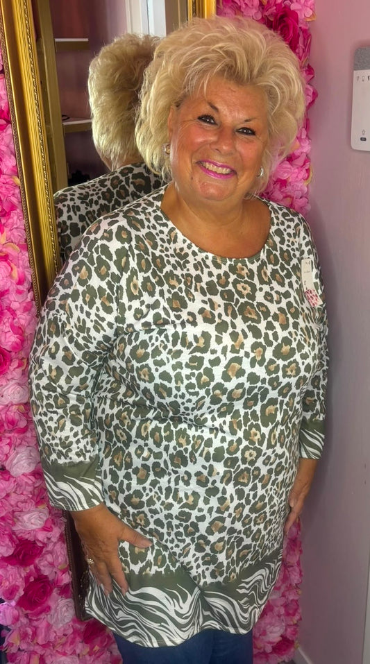 Tuniek Animal Katoen Leger Groen Plus Size Maat 46 t/m 50