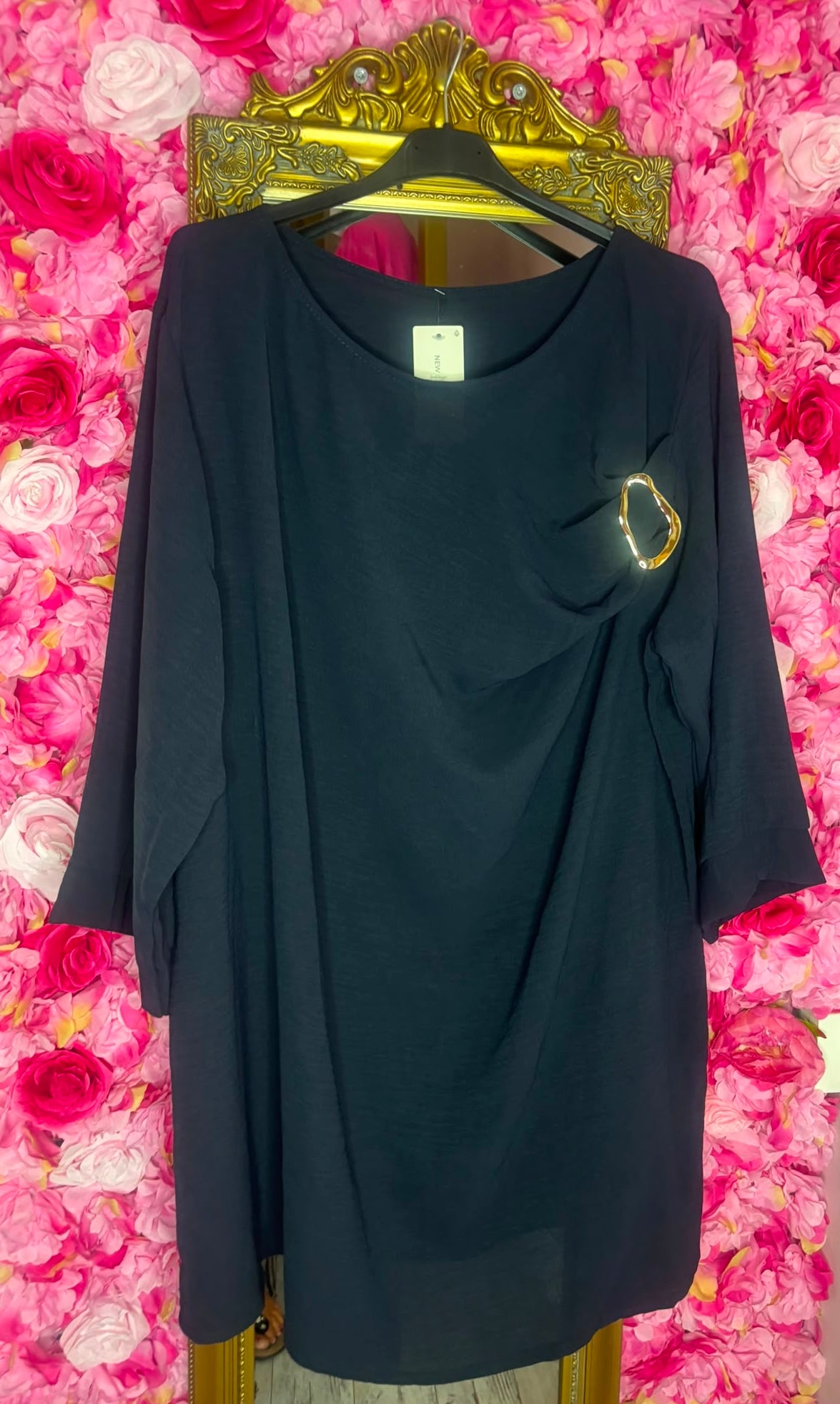Tuniek Detail Donker Blauw Plus Size Maat 48 t/m 54
