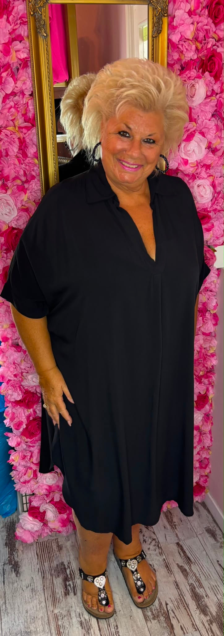 Jurk Fay Katoen Zwart Plus Size Maat 50 t/m 58