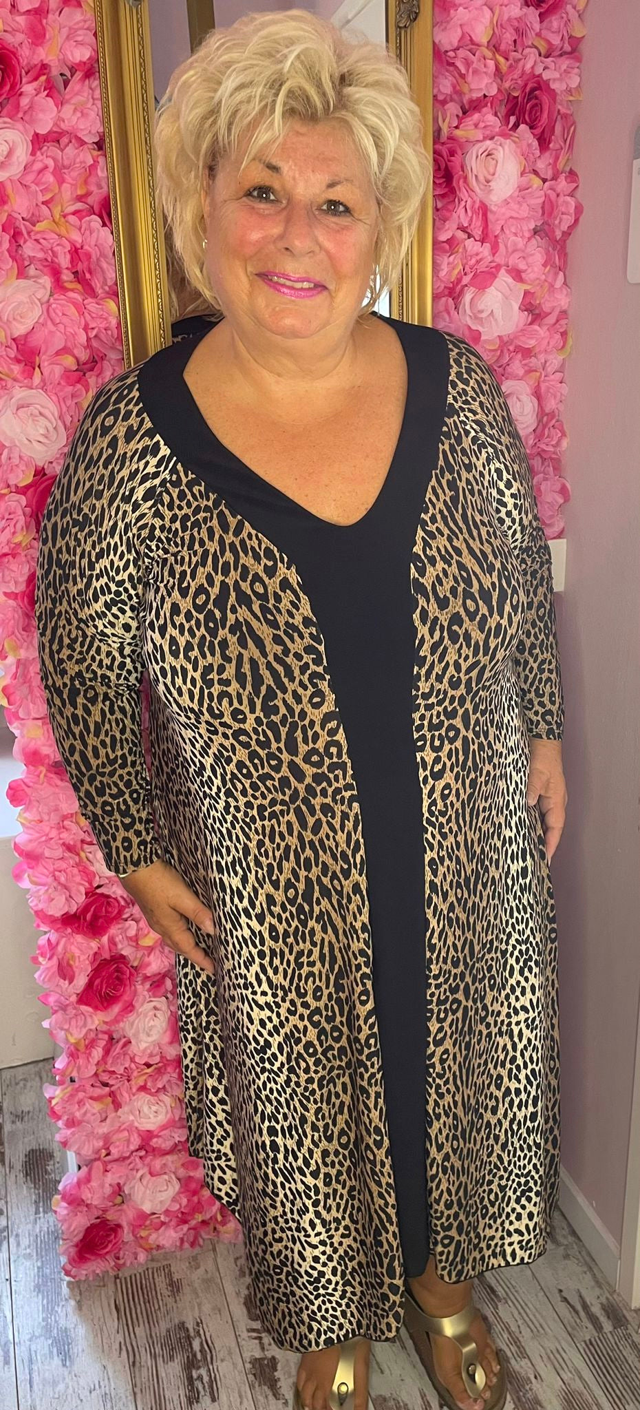 Lange Jurk Point Panter Plus Size Maat 46 t/m 54